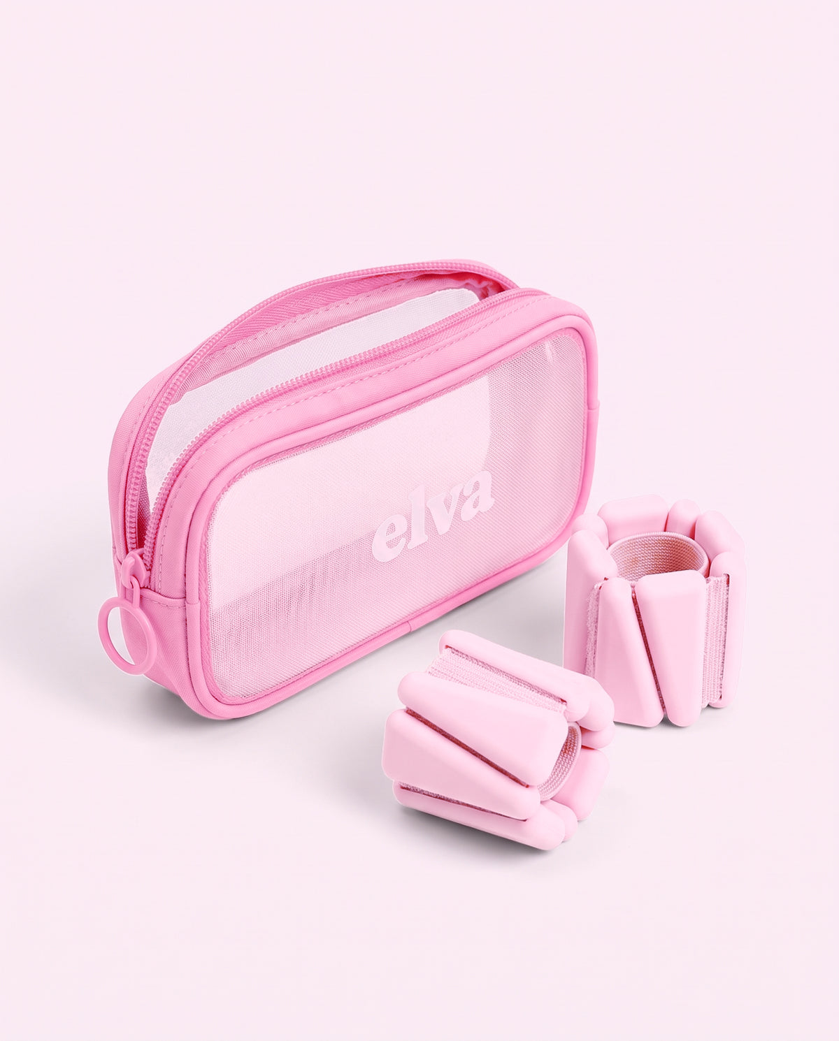 Brazaletes Elva Rosa - el estuche abierto con el par al lado